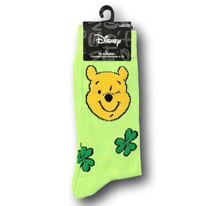 3/$20 Disney Winnie The Pooh & Shamrocks Funny Novelty Crew Socks - NWT